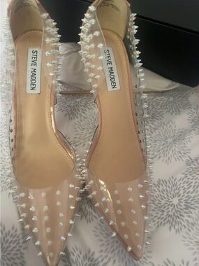 Steve Madden Iridescent Clear Spike Pointed-Toe Pumps